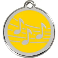 Red Dingo Music Yellow roestvrijstalen hondenpenning large/groot dia. 3,8 cm