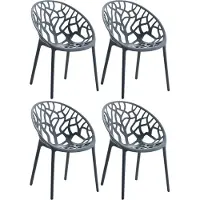 CLP Hope 4er Set stapelbare Tuinstoelen - Weerbestendig & UV-bestendig - Kunststof Stoelen met Armleuningen - Modern Design - antraciet