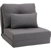 HOMCOM vloer fauteuil 2-in-1 vouwbed met verstelbare rugleuningbank met decoratieve kussens, vloerzitterkussens voor woonkamer, slaapkamer, linnen, donkergrijs