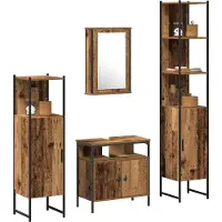 vidaXL Badkamermeubel Set 4 st Oud Hout 33 x 33 x 185,5 cm