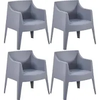 CLP Bartal tuinstoelen set van 4 - stapelbaar - polypropyleen - weer- & UV-bestendig - 150 kg belastbaar - met afwateringsgaten - grijs
