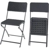 En.casa Klapstoel Mark set van 2 tuinstoelen 81x45x58 cm rotan look zwart []