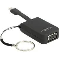 DeLOCK Premium USB-C naar VGA adapter sleutelhanger met DP Alt Mode (1920 x 1200) / zwart - 0,05 meter