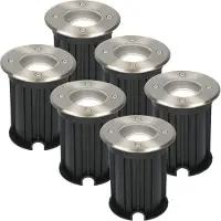 HOFTRONIC™ 6x Maisy dimbare LED grondspot - Rond - RVS - 6000K daglicht wit - 5 Watt - IP67 straal waterdicht - 3 jaar garantie Grondspot buiten 230V