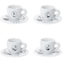 Bialetti Koffiekopjes met Schotels – Set van 4 – Porselein – Wit – Origineel Italiaans Design