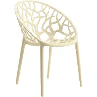 CLP Hope stapelbare Tuinstoel - Weerbestendig & UV-bestendig - Kunststof Stoelen met Armleuningen - Modern Design - creme