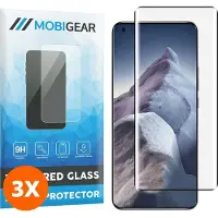 Mobigear Screenprotector geschikt voor Xiaomi Mi 11 Ultra Glazen | Premium Screenprotector - Case Friendly - Zwart (3-Pack)