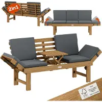 Casaria Tuinbank 200x45x76cm acaciahout FSC-gecertificeerd converteerbaar