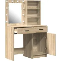 vidaXL Dressing tafel set met LED 2 st Sonoma Eik Bewerkt hout