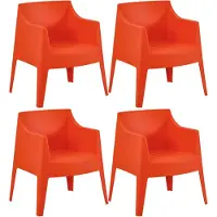 CLP Bartal tuinstoelen set van 4 - stapelbaar - polypropyleen - weer- & UV-bestendig - 150 kg belastbaar - met afwateringsgaten - oranje