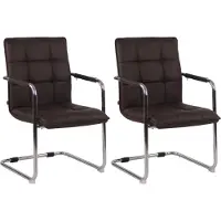 CLP Set van 2 stoelen Gandia, kunstleer, met armleuningen, zwart frame, zwarte kleur