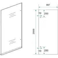 Wiesbaden Inloopdouche rechts less 100x200 cm 8 mm nano spiegelrook- naar helder glas geborsteld staal