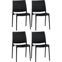 CLP Maya Set van 4 stoelen - Weerbestendige stapelstoelen - een draagvermogen tot 130 kg - zwart