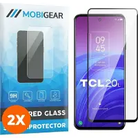 Mobigear Screenprotector geschikt voor TCL 20L Glazen | Premium Screenprotector - Case Friendly - Zwart (2-Pack)