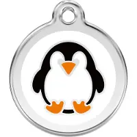 Red Dingo Penguin roestvrijstalen hondenpenning large/groot dia. 3,8 cm