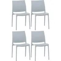 CLP Maya Set van 4 stoelen - Weerbestendige stapelstoelen - een draagvermogen tot 130 kg - licht grijs