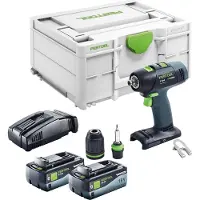 Festool T 18+3 Basic accuschroefboormachine 18 V 50 Nm borstelloos + 2x accu 8.0 Ah + snellader + systainer