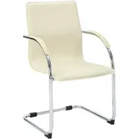 CLP Noeleen Sledestoel - Eetkamerstoel - Met armleuningen - Chroom frame - Comfortvulling - 150 kg draagkracht - Modern - Kunstleer - Kunstleer (PVC)/creme