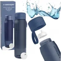 Wessper BPA-vrije drinkfles 1L met actieve koolfilter – duurzame waterfles voor sport, school & fitness – Blauw