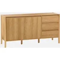 Sweeek Dressoir houteffect 2 deuren 3 lades 150cm Naturel