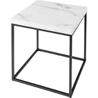 Invicta Moderne bijzettafel ARCHITECTURE 45cm Wit Marmeren Design Metalen Frame - 44761