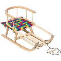 Greenblue GB154 - Houten slee - rugleuning - stoffen zitting - koord 110 cm - tot 100 kg