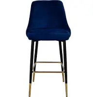 Padiro barkruk - 53 x 57 x 110 cm - Blauw - Hotel-chic - Polyester, Fluweel, IJzer - met rugleuning