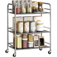 HOMCOM Keukenwagen - RVS 201 - 60x35x77cm - Zilver