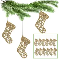 Sarcia.eu Gouden kerstboomsokken, kerstboomornamenten 10cm, 12 stuks