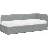 vidaXL Hoek Bed Frame Lichtgrijs 80 x 200 cm Stof