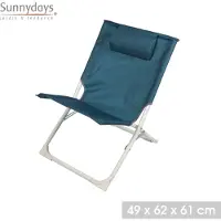 Sunnydays Havana camping/strand stoel - aluminium - inklapbaar - blauw - L49 x B62 x H61 cm - Campingstoelen