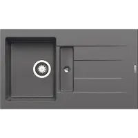 Pyramis spoelbak ATHLOS 86x50 in de kleur IJzergrijs, met excenterbediening / granieten spoelbak / stenen spoelbak / uitsparing 840 x 480 mm