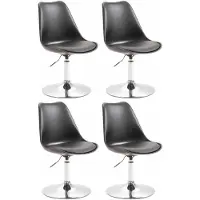CLP Set van 4 eetkamerstoelen Maverick, kunststof, draaibaar en traploos verstelbaar, zwart, met chroomkleurig frame