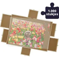 BREND Puzzelplaat voor 1000 Puzzelstukjes met 6 Lades – Puzzelmat met Opbergsysteem -– Puzzelbord van Hout – Puzzeltafel inclusief Afdekplaat - BR-2216