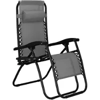 Springos Tuinstoel - Ligstoel - Opvouwbaar - Verstelbaar - Ergonomische hoofdsteun - Grijs