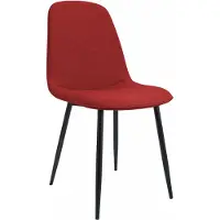 CLP Maryam Eetkamerstoel - klassiek - met rugleuning - zwart metalen frame - belastbaar tot 150 kg - Stof/rood