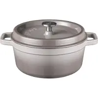 Sola Braadpan met deksel Gietijzer - Grijs - ø 24 cm / 3.2 Liter - geëmailleerde anti-aanbaklaag