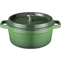 Sola Braadpan met deksel Gietijzer - Groen - ø 28 cm / 5 Liter - geëmailleerde anti-aanbaklaag