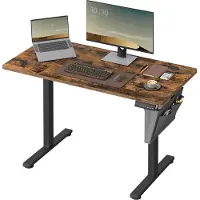 Songmics Elektrisch in Hoogte Verstelbaar Bureau - Stijlvol, Stil & Ergonomisch, vintage bruin + zwart / 60T x 120B x (72-120)H cm