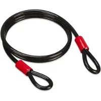 Relaxdays lus kabel, 2 meter, omhuld staalkabel met oogjes, diameter 12 mm, voor het beveiligen van fietsen, motorfietsen en tuinmeubels, zwart