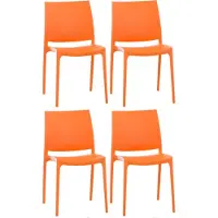 CLP Maya Set van 4 stoelen - Weerbestendige stapelstoelen - een draagvermogen tot 130 kg - oranje