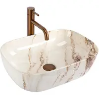 REA - Opzetwastafel Marrone shiny Sanitair Keramiek, Beige, Rechthoekig - 46,5 x 33 x 13,5 cm