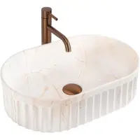REA - Opzetwastafel Georgia Sanitair Keramiek, Beige, Ovaal - 55,5 x 35 x 14,5 cm