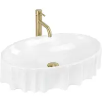 REA - Opzetwastafel Aurelia Sanitair Keramiek, Wit, Ovaal, Op Maat Gemaakt - 60 x 40 x 1,4 cm