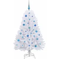 vidaXL Kunstmatige Hinged Kerstboom Wit 150 cm PVC en Staal