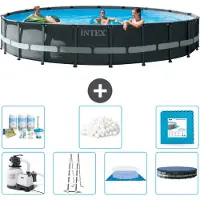 Intex Ronde Ultra XTR Frame Zwembad – 610 x 122 cm – inclusief pomp, ladder, bodemzeil, afdekking, onderhoudspakket, filterballen en bodemtegels