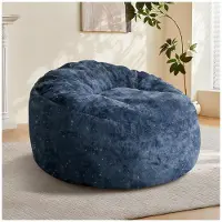 OKWISH Zitzakstoel Met Hoge Rugleuning - Lichaamsvormend Comfort Voor Ontspannen In Woonkamer Of Slaapkamer - Flanel - Blauw