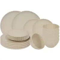 Cookinglife Serviesset Cardida Beige 18-delig / 6 personen - 6 dinerborden, 6 ontbijtborden en 6 kommen