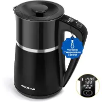 Aigostar Waterkoker - 1.7L - Met Temperatuurregeling - PFAS- & BPA-vrij - Warmhoudfunctie - Display - Dubbelwandig - 2200W - Zwart