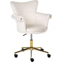 Beliani VELENCIA - Bureaustoel - Off-white - Fluweel